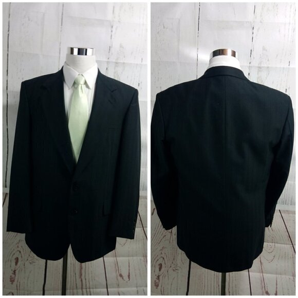 Trieste 41R 2 Button Black Herringbone Striped 2pc - Picture 6 of 15